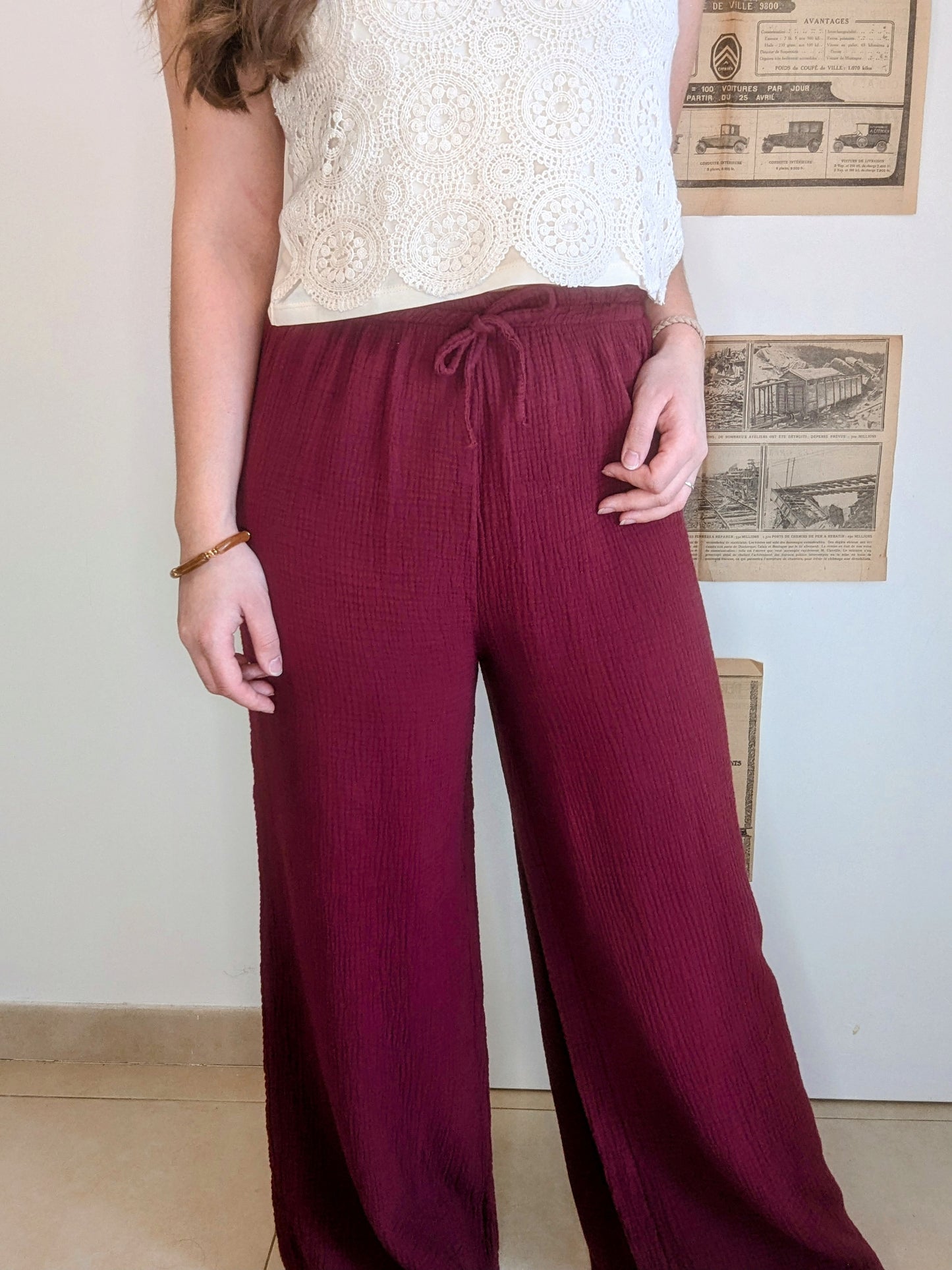 Pantalon marcheur des bois bordeaux