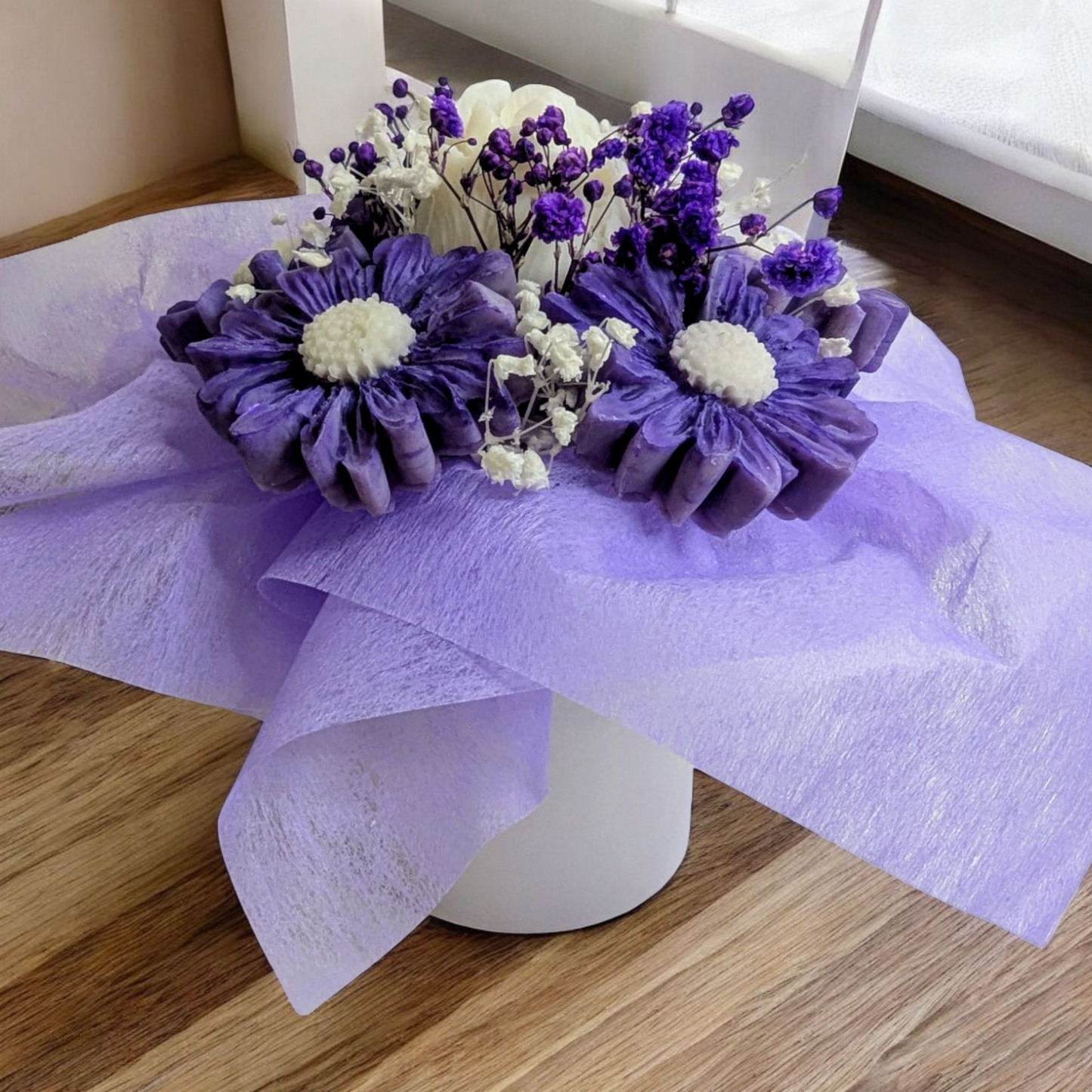 Fondant bouquet éternel violet